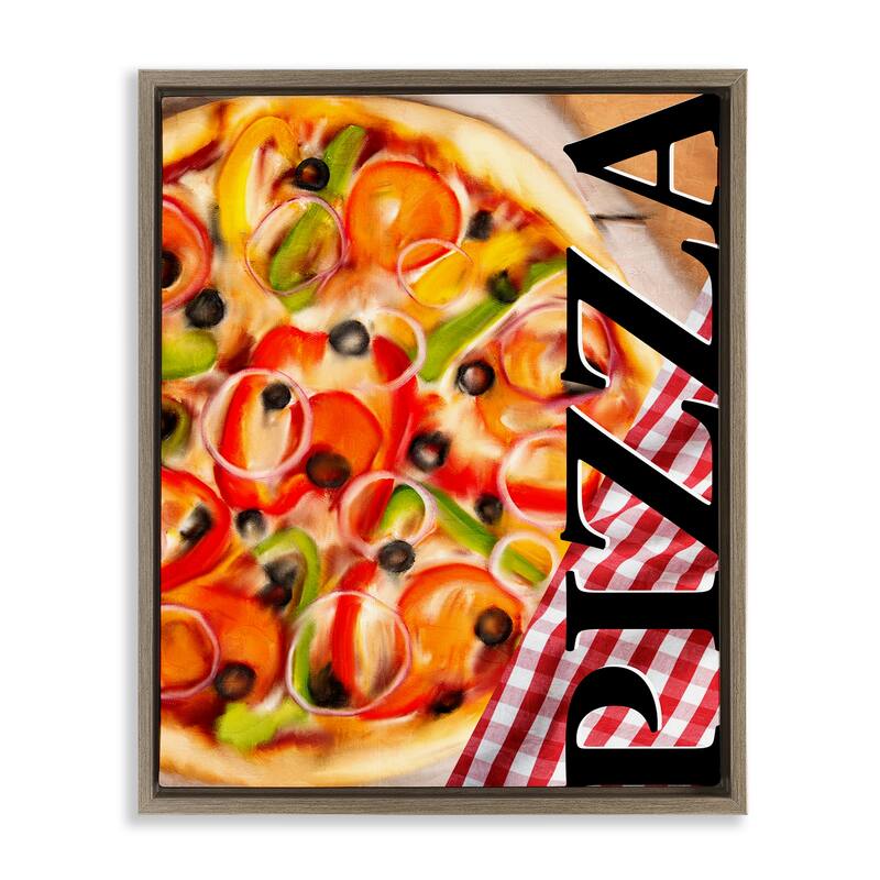 Stupell Gourmet Traditional Pizza Framed Floater Canvas Wall Art Design By Kim Allen - 25 x 31 - Brown