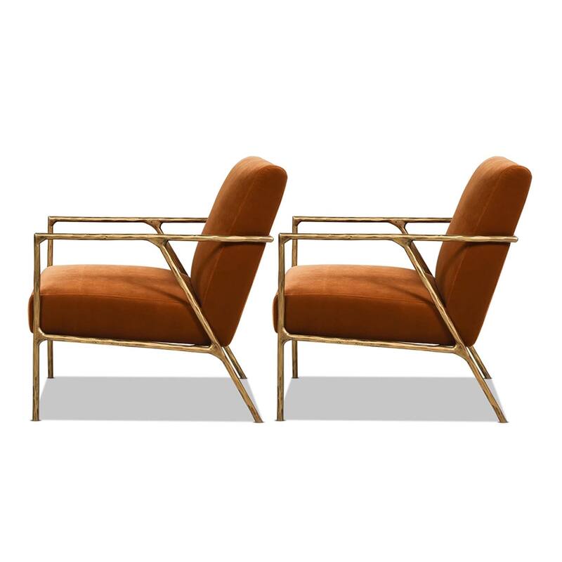 Aerin 24.5" Hammered Brass Velvet Accent Arm Chair