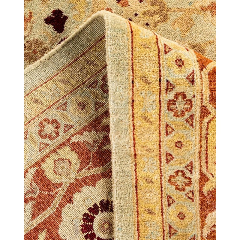 Overton Hand Knotted Wool Vintage Inspired Traditional Ottoman Beige Area Rug - 8' 1" x 10' 4"