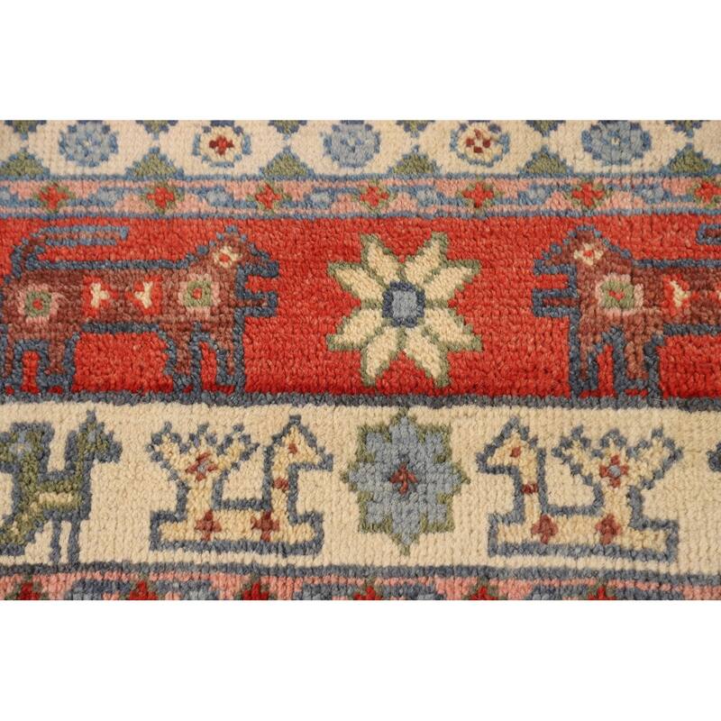 Tribal Geometric Ziegler Area Rug Hand-Knotted Oriental Wool Carpet - 7'10"x 9'8"