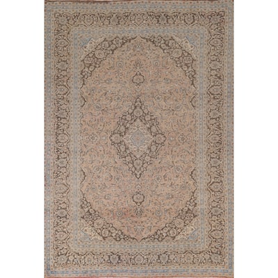 Distressed Traditional Mashad Persian Vintage Handmade Wool Carpet - 8'0"x 11'5"