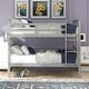 preview thumbnail 1 of 23, Twin Over Full Bunk Bed, Converted into 2 Beds, Solid Wood Bunkbeds Bedframe with Safety Rail and Ladder, for Kids/Teens Bedroom Gray - Full