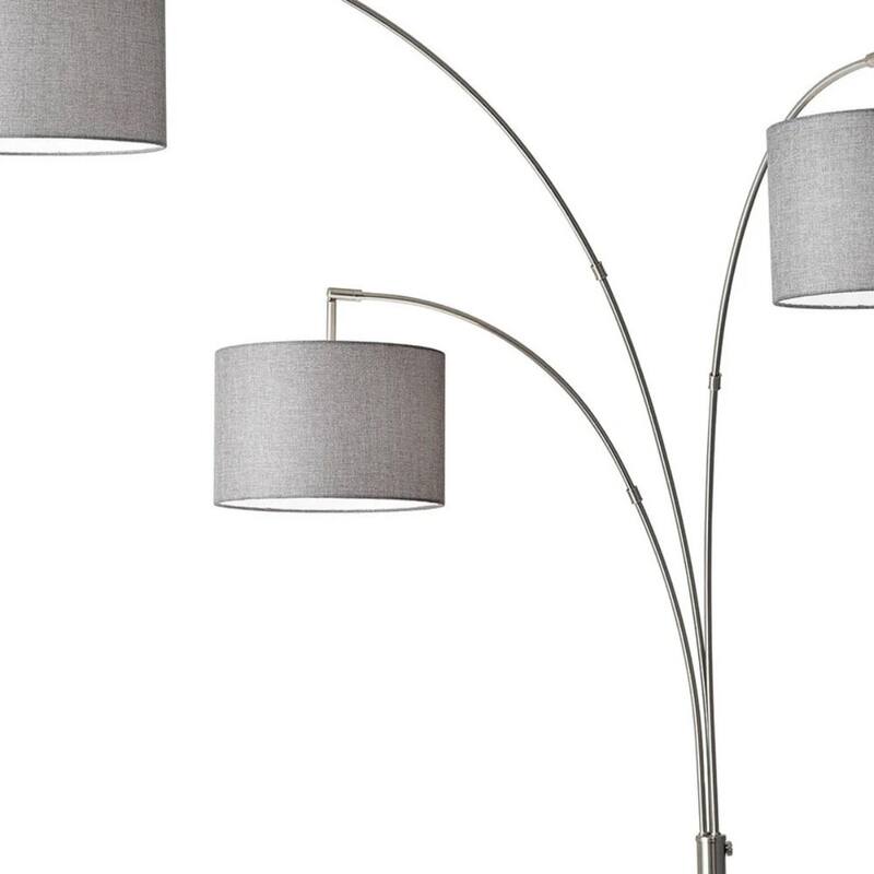 Modern Tree Floor Lamp with 3 Drum Shades and Adjustable Arched Arms Metal Base Plug-in Design - 74”H x 35”W x 52”D