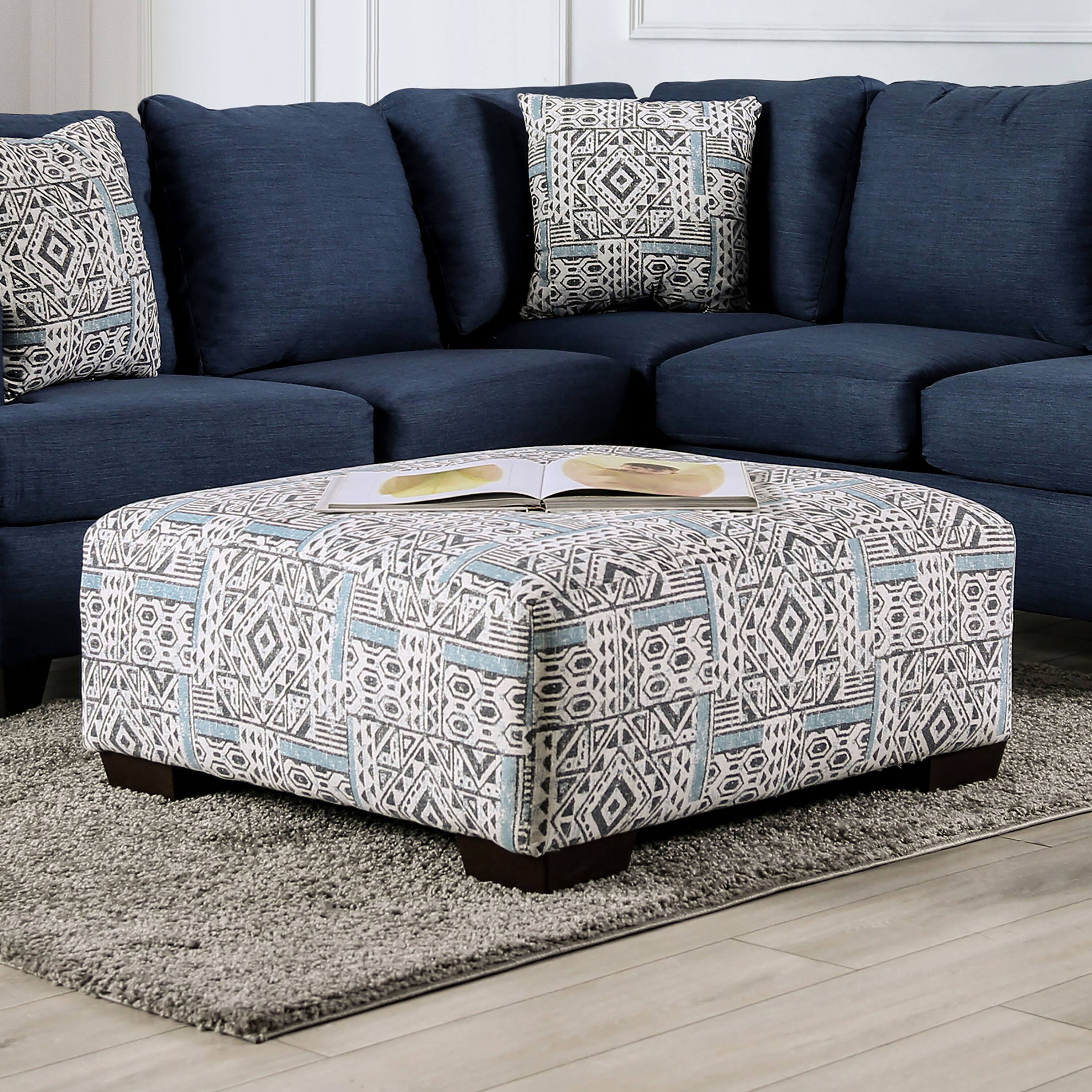 Glenway Contemporary Multicolored Upholstered Ottoman by Furniture of America On Sale Bed