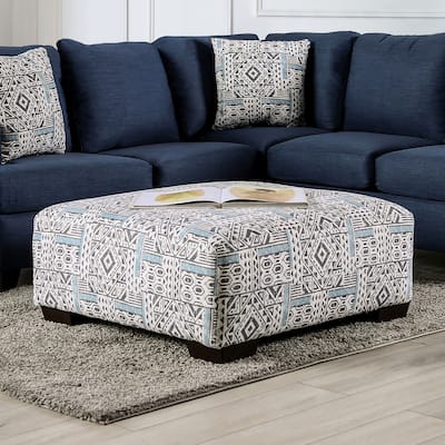 Glenway Contemporary Multicolored Upholstered Ottoman by Furniture of America