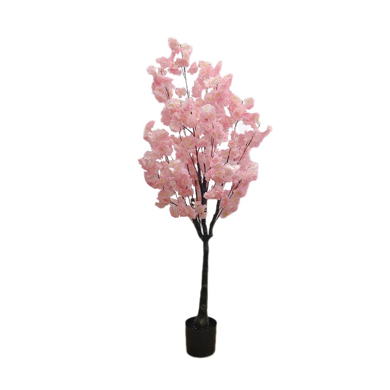 Artificial Pink Fake Flower Tree, Cherry Blossom Tree for Home Office Decor