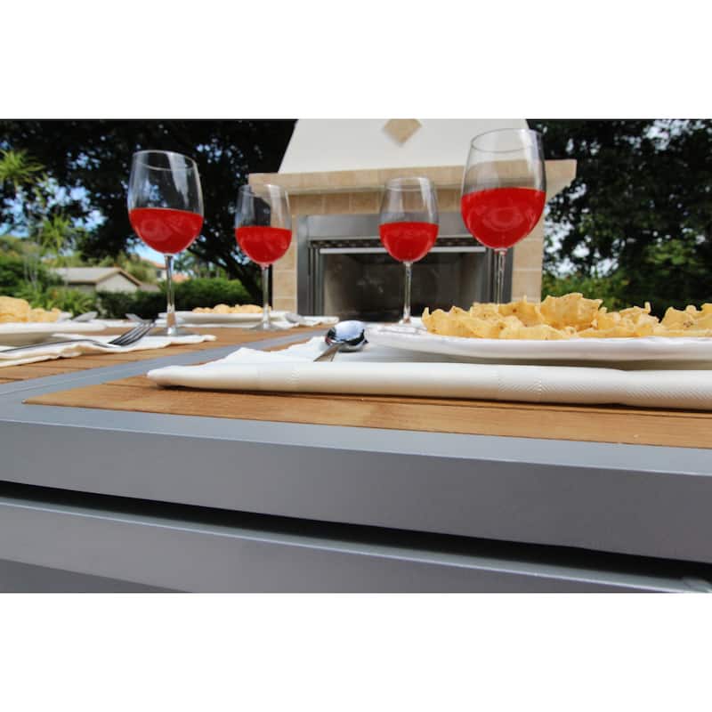 Messina Light Gray 7-Piece Aluminum Outdoor Dining Set with Sling Set in Castaway - N/A