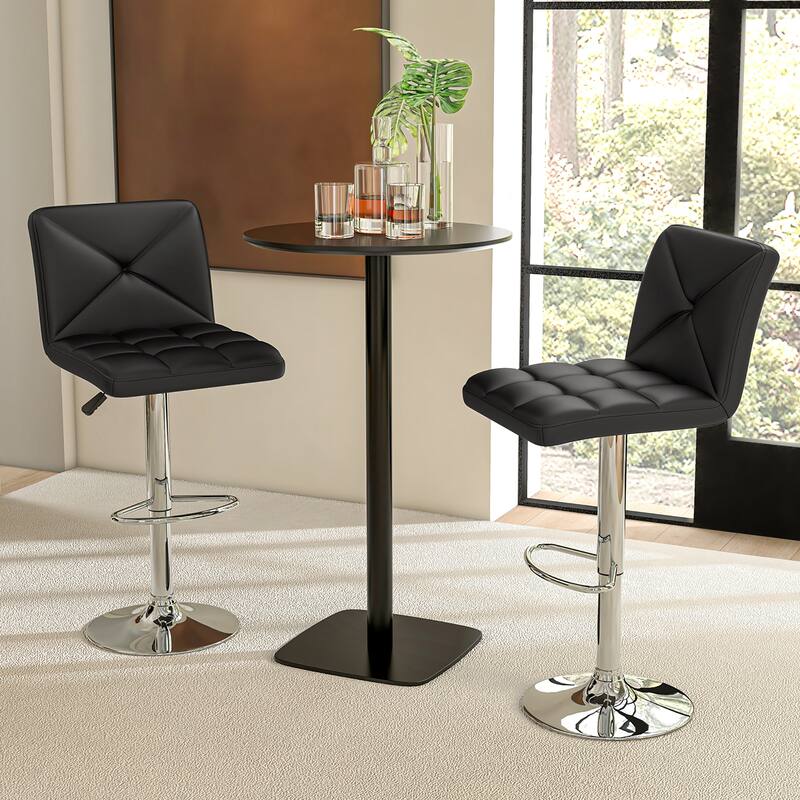 Gymax 4 PCS Bar Stools PU Leather Swivel Bar Chairs Height Adjustable