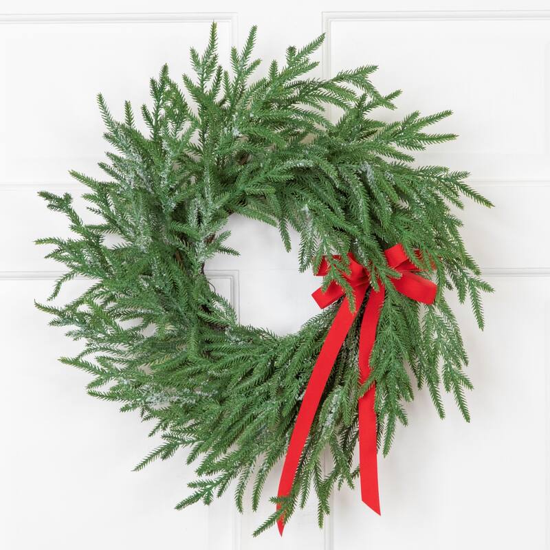 Frosted Norfolk Pine Artificial Christmas Wreath - 20" - Unlit