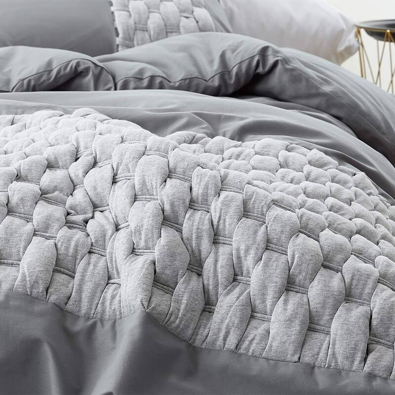 Knit and Loop Textured Oversized Comforter - Alloy/Glacier Gray