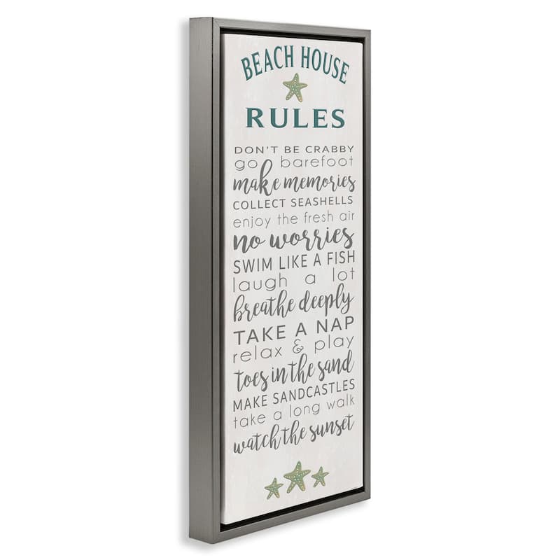 Stupell Fun Recreations Beach Rules Framed Floater Canvas Wall Art Design By Seven Trees Design