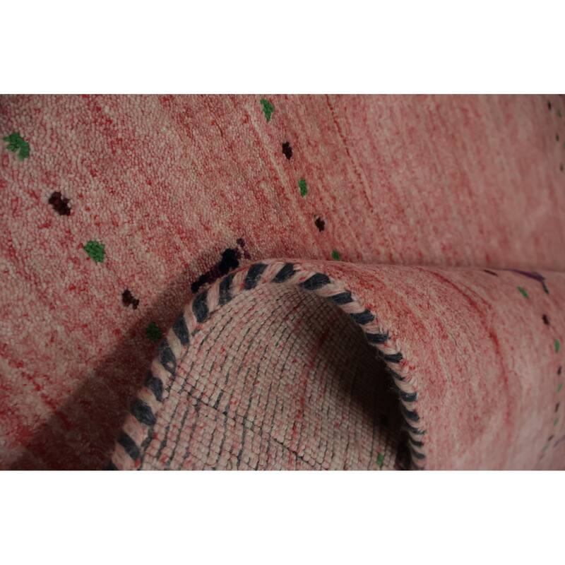 Hand Knotted Oriental 100% Wool Carpet Tribal Animal Pictorial Pink Gabbeh Area Rug - 7' 10'' X 5' 1''