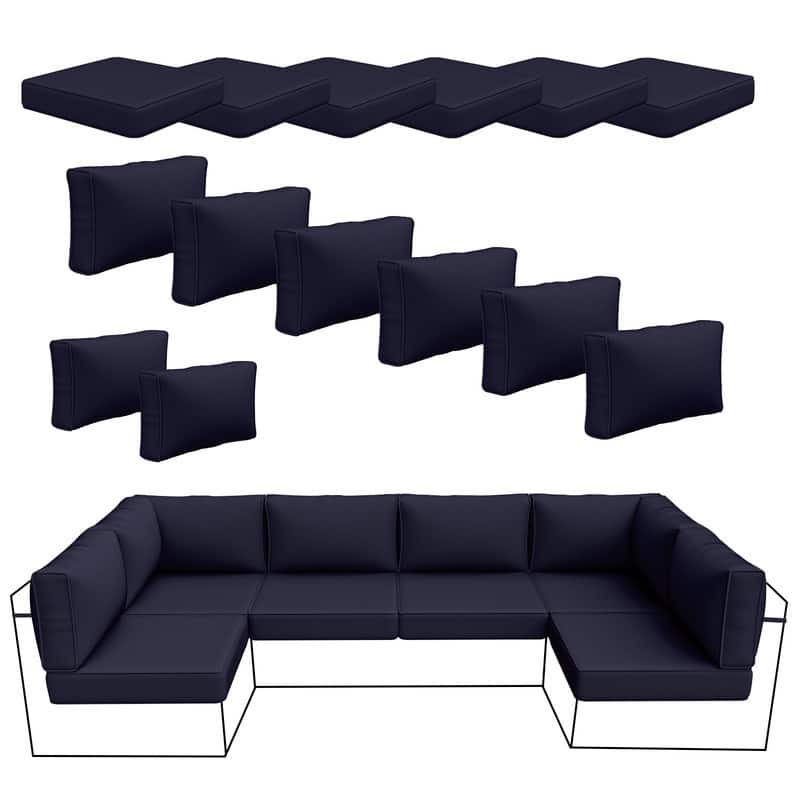 14 Piece Patio Furniture Cushion Set Outdoor Sofa Replacement Cushions - Navy blue