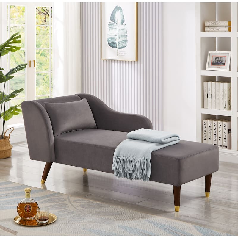 Modern Grey Velvet Chaise Lounge Chair - Multi-Color