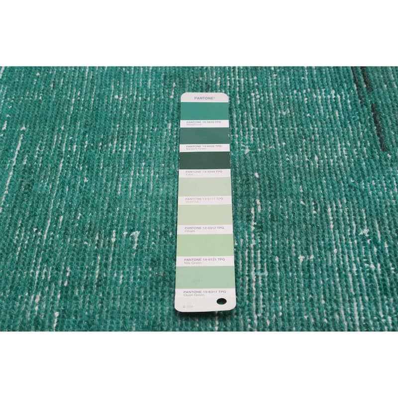 ECARPETGALLERY Hand-knotted Color Transition Green Wool Rug - 3'5 x 9'5