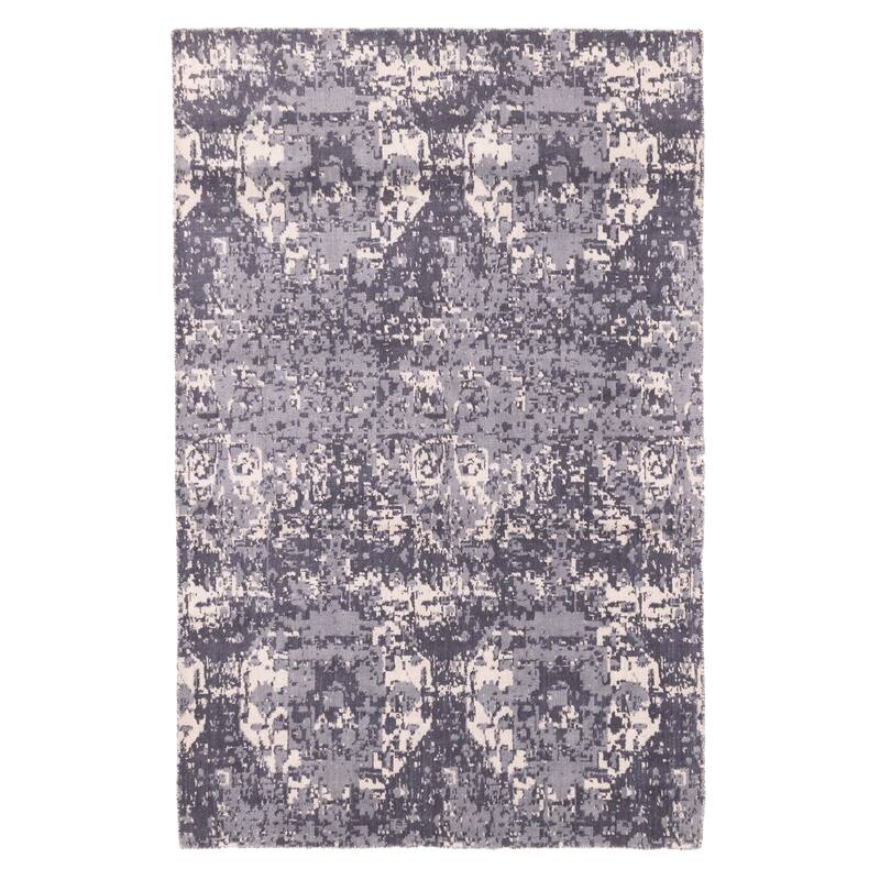 ECARPETGALLERY Hand Loomed Elysian Dark Grey Wool Rug - 5'0 x 7'11