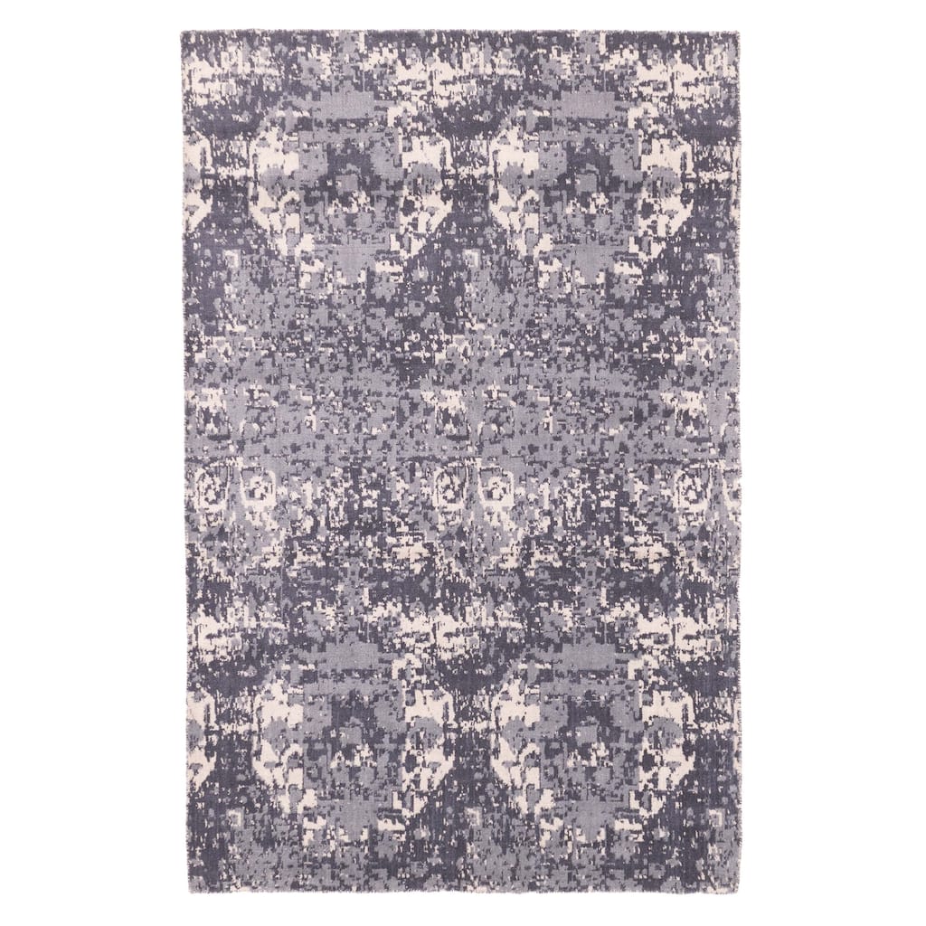 ECARPETGALLERY Hand Loomed Elysian Dark Grey Wool Rug - 5'0 x 7'11