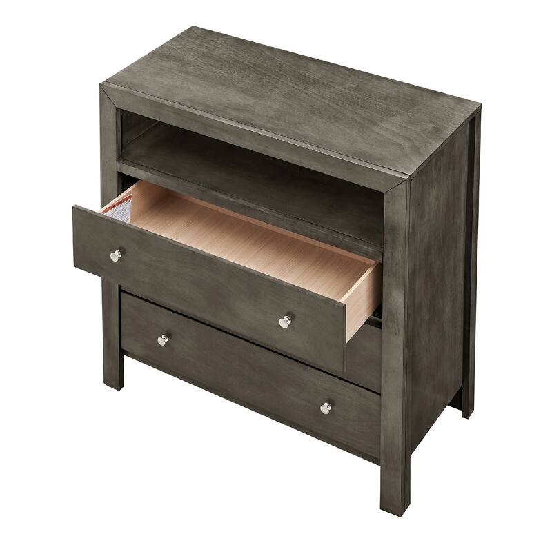 3-Drawer Wooden TV Media Chest - 36" - Gray