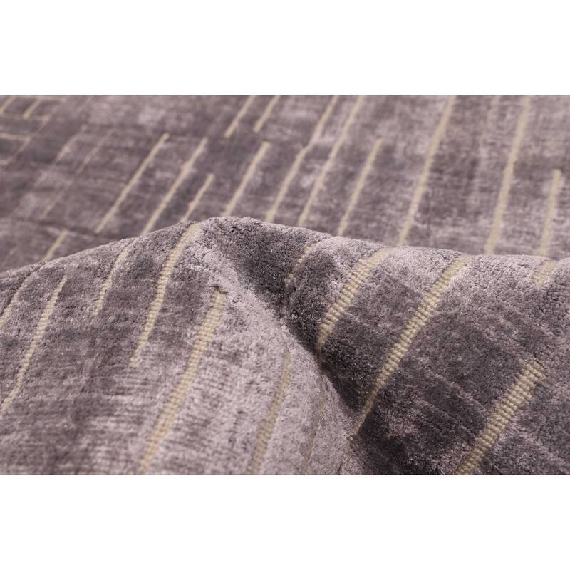 ECARPETGALLERY Hand Loomed Elysian Grey Viscose Rug - 6'7 x 9'9