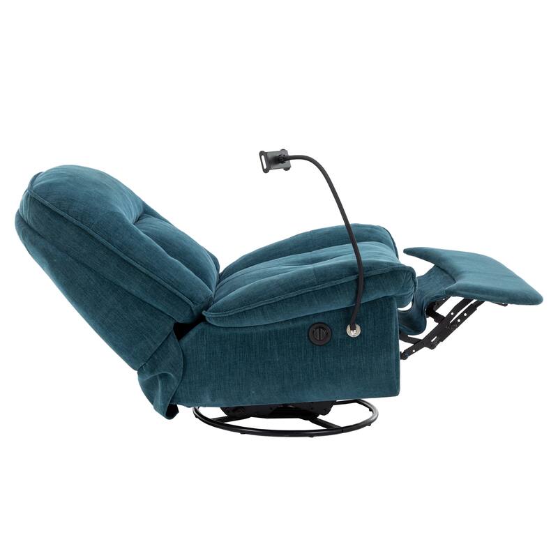 Clihome Adjustable Swivel Chenille Recliner with Phone Holder