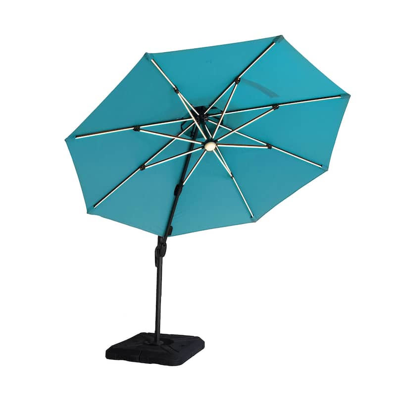 Furniture of America Spring II 10-foot LED Tube Lights Steel Cantilever Offset Tilt Roma Umbrella