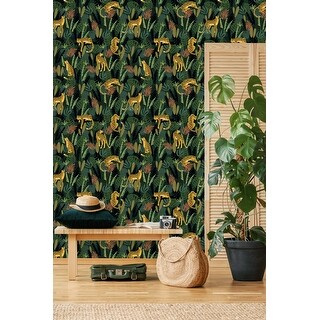Leopard Between Plants Wallpaper - Bed Bath & Beyond - 34987228