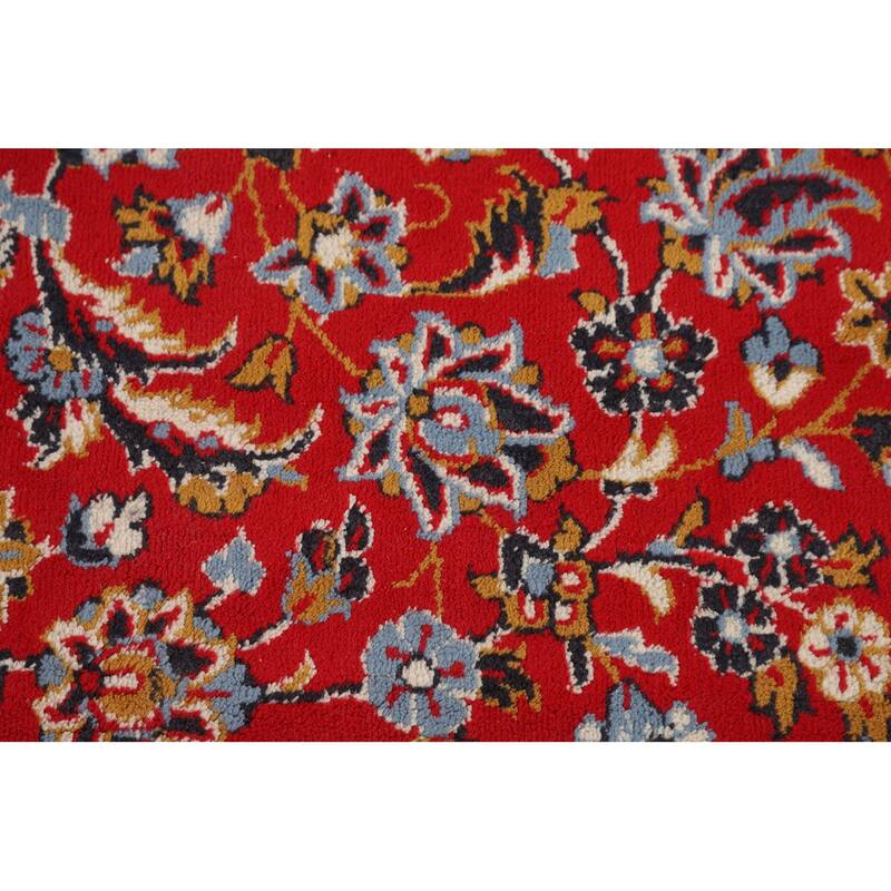 Floral Red Kashan Turkish Area Rug Dining Room Machine Made Carpet - 9'9" x 12'7"
