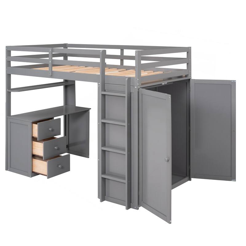 Versatile Twin Loft Bed with Multiple Functions for Space Optimization