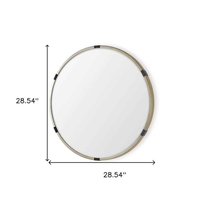 HomeRoots 29" Gold And Black Metal Round Framed Accent Mirror - 28.54 in. x 28.54 in. x 1.57 in.
