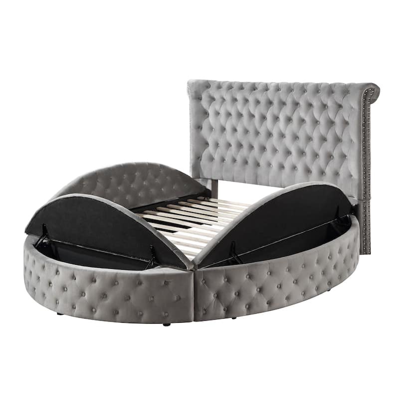 Rufus Grey Platform Bed with Storage