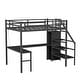 preview thumbnail 10 of 15, Artsy Full Size Metal Loft Bed with L-shaped Desk and USB, Wardrobe and Adjustable Shelf, with LED for Kids Teens Adults, Black