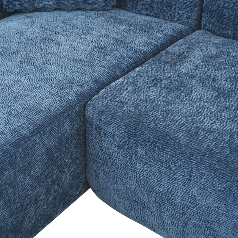 Chenille L-Shape Modular Sectional Sofa, 3 Seat Lounge Couch with 2 Pillows Corner Sofa Deep Seat Sofa for Living Room