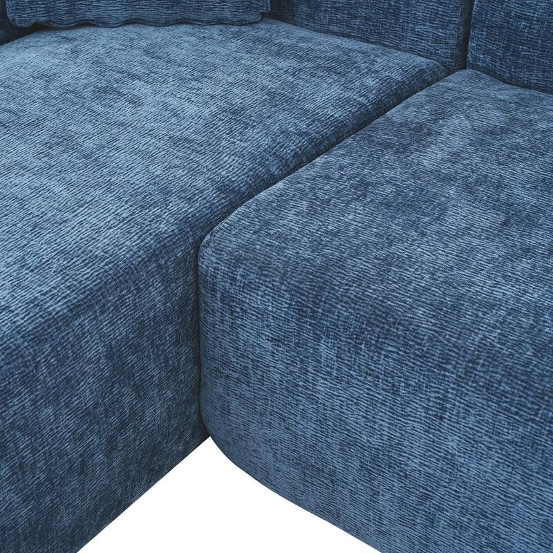 Modern Large L-Shape Modular Sectional Sofa, Blue Polyester, 2 Piece Free Combination
