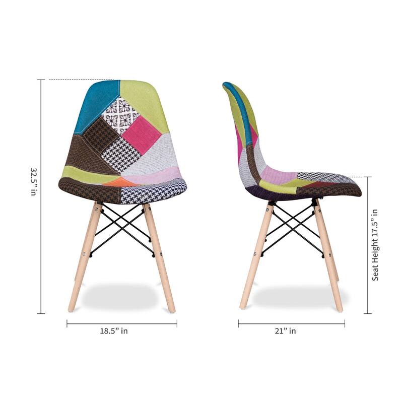 Heavy Duty Plastic and Wood Dining Side Chair with Solid Back Support - 21” x 18.50” x 32.50”