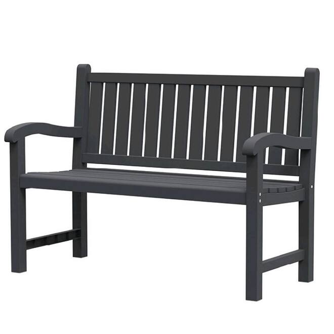 All-Weather Resin Wood-Look Bench for Two - 500 lbs Capacity, Rust-Proof Metal Frame, Outdoor/Indoor Seating - Antique Black