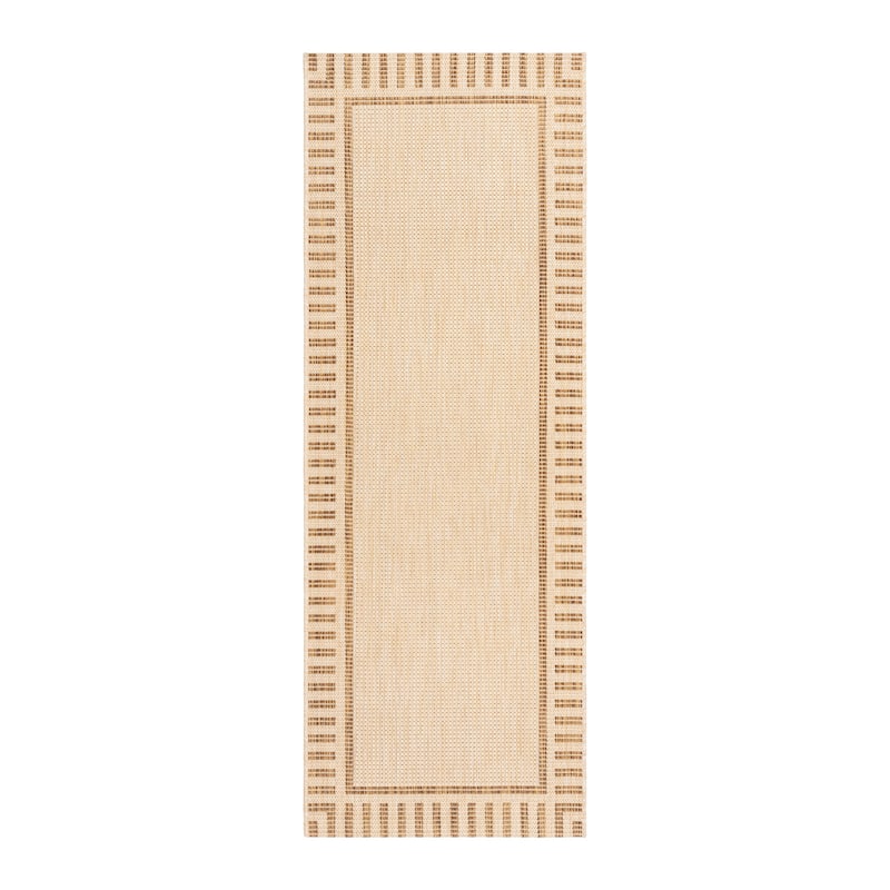 Gertmenian Paseo Kiano Modern Stripe Border Polypropylene Flatweave Indoor/ Outdoor Area Rug - 2'4"x6' - Sand/ Chestnut