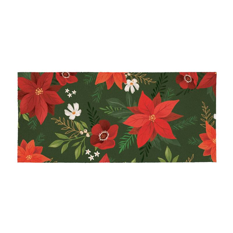 Holiday Flower with Leaf Flocked Coir Sassafras Switch Mat - 22" x 10"
