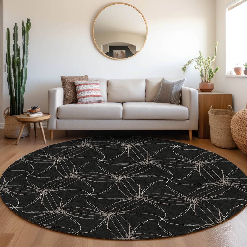 Premium Washable Super Soft Modern Symphony Mayfield Rug - Black - 8' x 8'