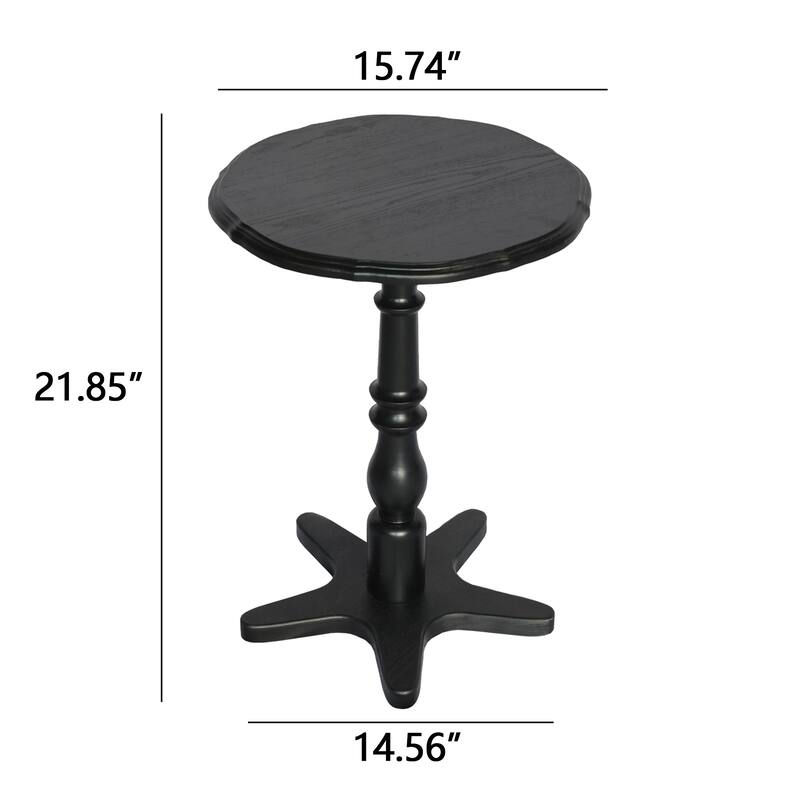 15.75 inch Round Small End Table, Wooden Pedestal Side Coffee Tables, Vintage Accent Nightstand for Living Room, Bedroom