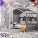 preview thumbnail 19 of 34, Modern Design Full Size House Bed With Wooden Trundle-White Gray
