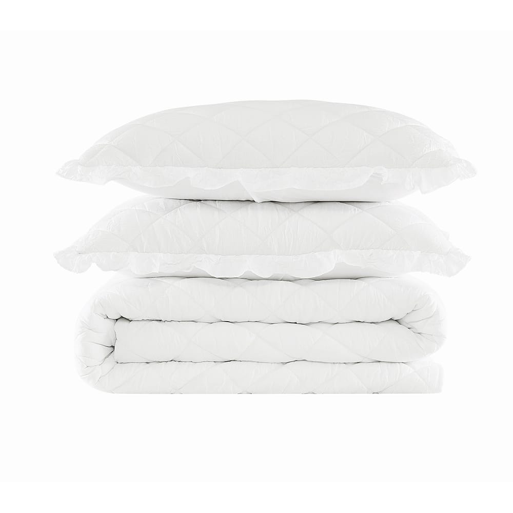 Truly Soft Crinkle Ruffle 3 Piece Quilt Set