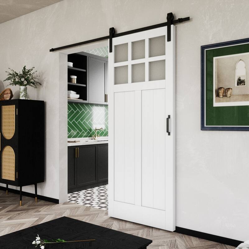 36" Width Barn Door MDF Wood and Metal With Hardware Kit