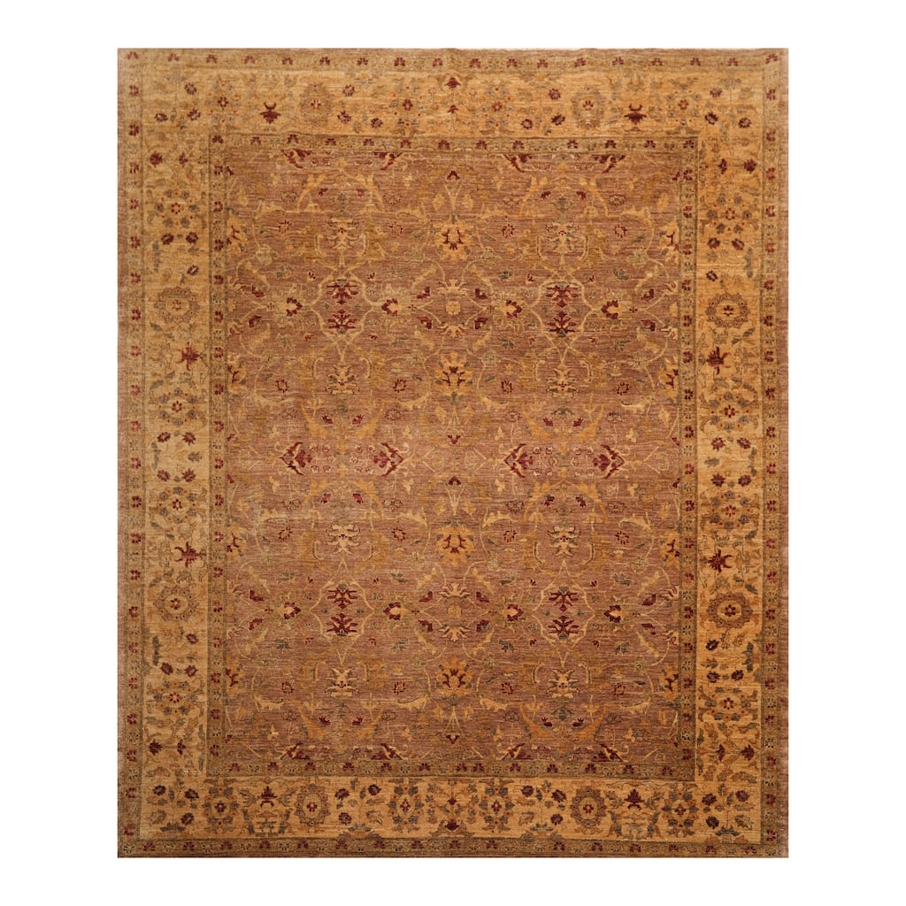 Hand Knotted 200 KPSI Peshawar Brown Persian Wool Oriental Area Rug - 8' x 9' 11''
