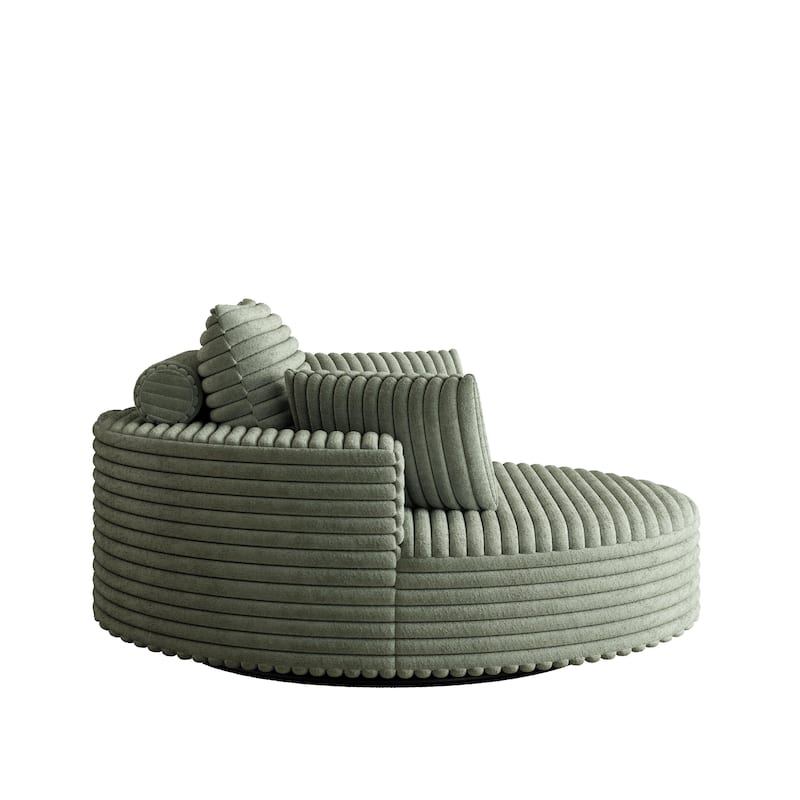 55''L Corduroy Chenille Foam Single Swivel Chair, Fluffy Modern Sleeper, 360 Degree Swivel Chair