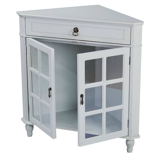 Shop 1 Drawer 2 Door Corner Cabinet W Paned Glass Inserts Mdf