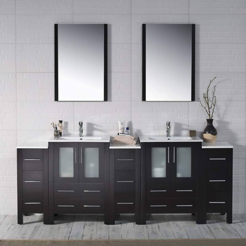 Blossom Sydney 84 Inch Solid Wood Double Sink Vanity with Side Cabinet