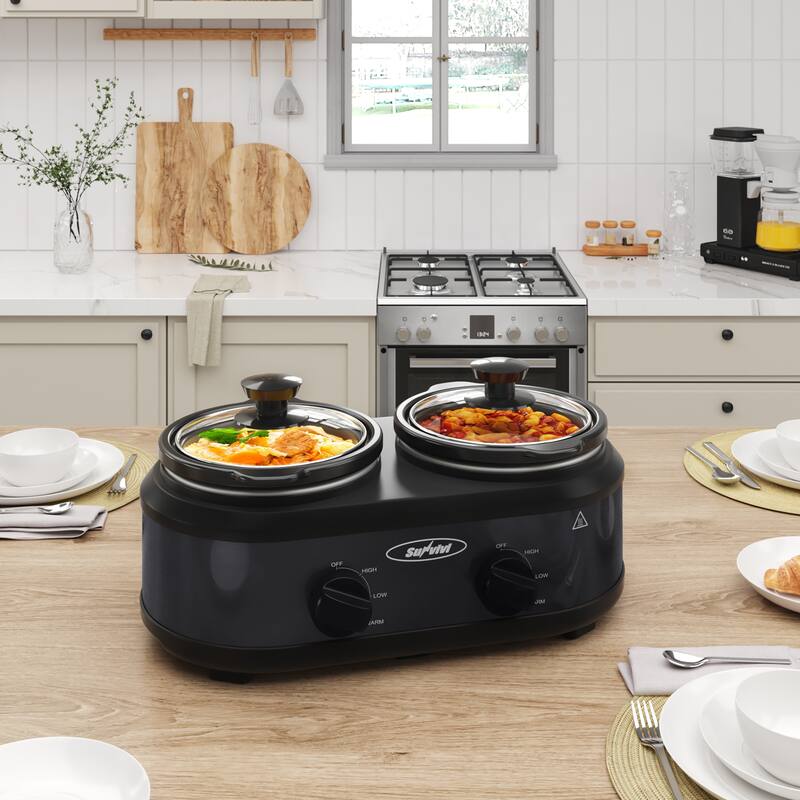 Royalcraft 2 Pot Slow Cooker Stainless Steel Buffet Server 1.25 Quart