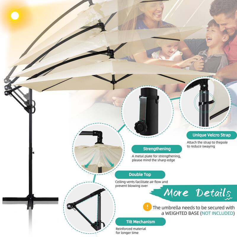 Futzca 9FT Outdoor Hanging Offset Patio Umbrella