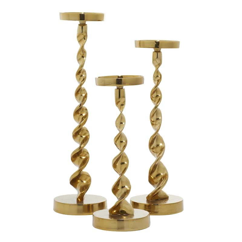 Aluminum Metal Candle Holder - Set of 3 Gold or Silver - Roche River Decor