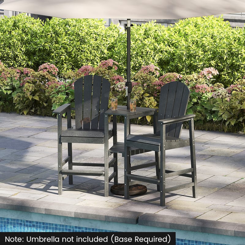 HDPE Adirondack 2-Seat Chair with Tray Table and Umbrella Hole - 24" L x 22" W x 50" H